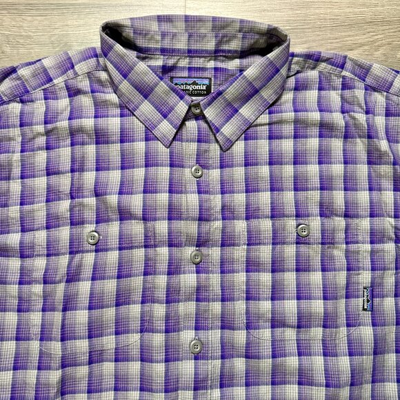 Patagonia Men's Pima Cotton Flannel Shirt - Purple/Grey - Picture 2 of 6